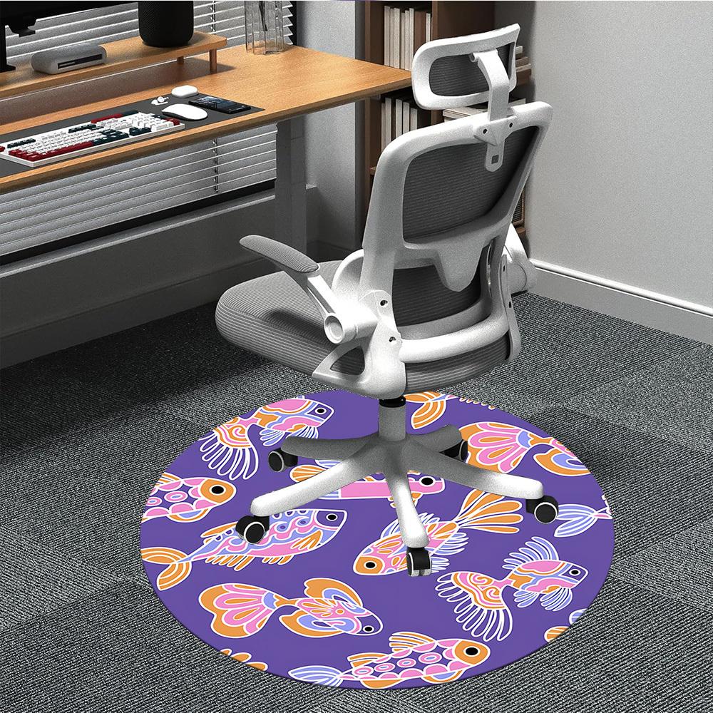

1pc Fish Pattern Office Round Rug, Non-slip, Soft and Durable Office Rug for Interior Decoration, Perfect for Office, Beautiful Decoration yy260323032 80cm by 80cm