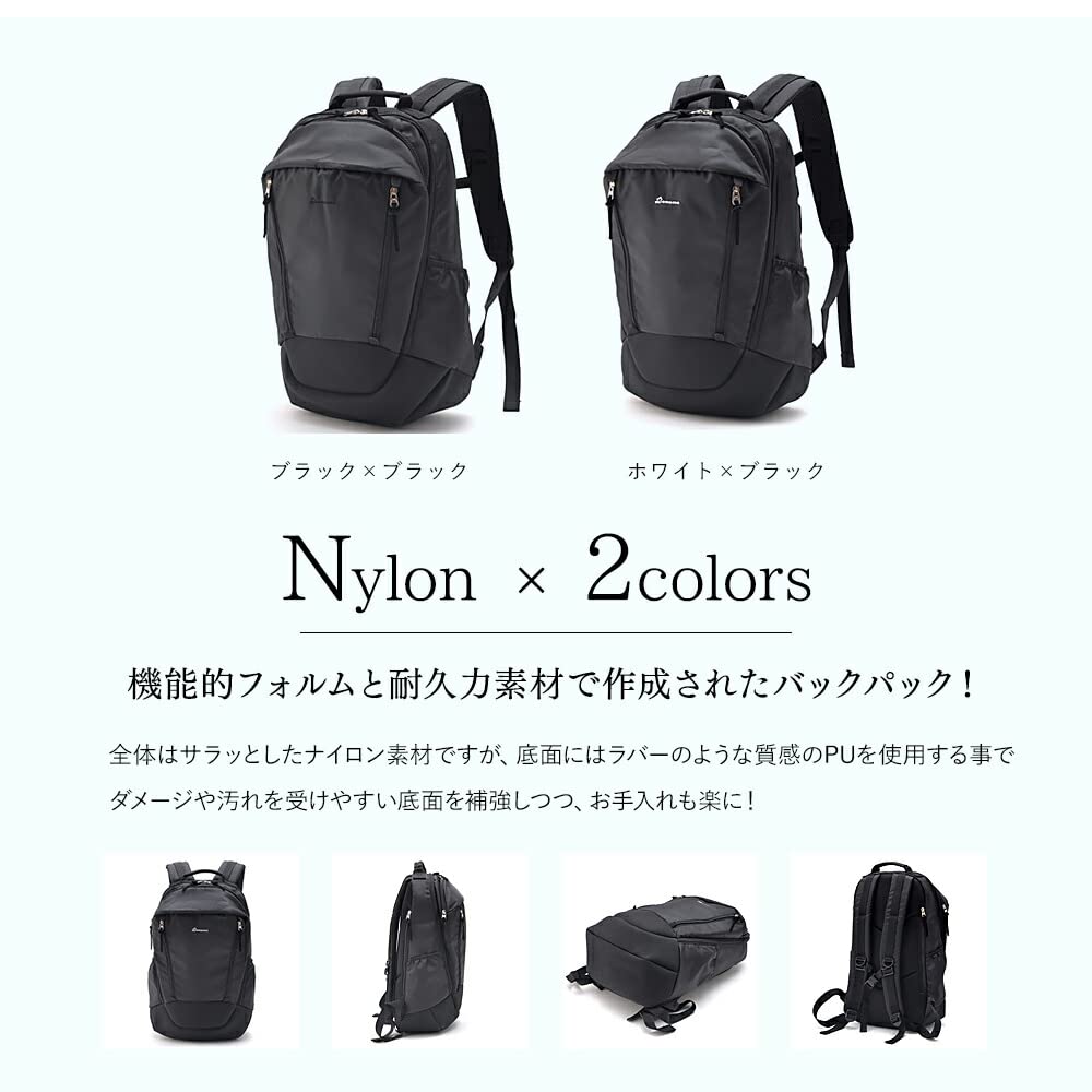 Rename Nylon Simple Black Double-Zip Backpack, Men's, Design,