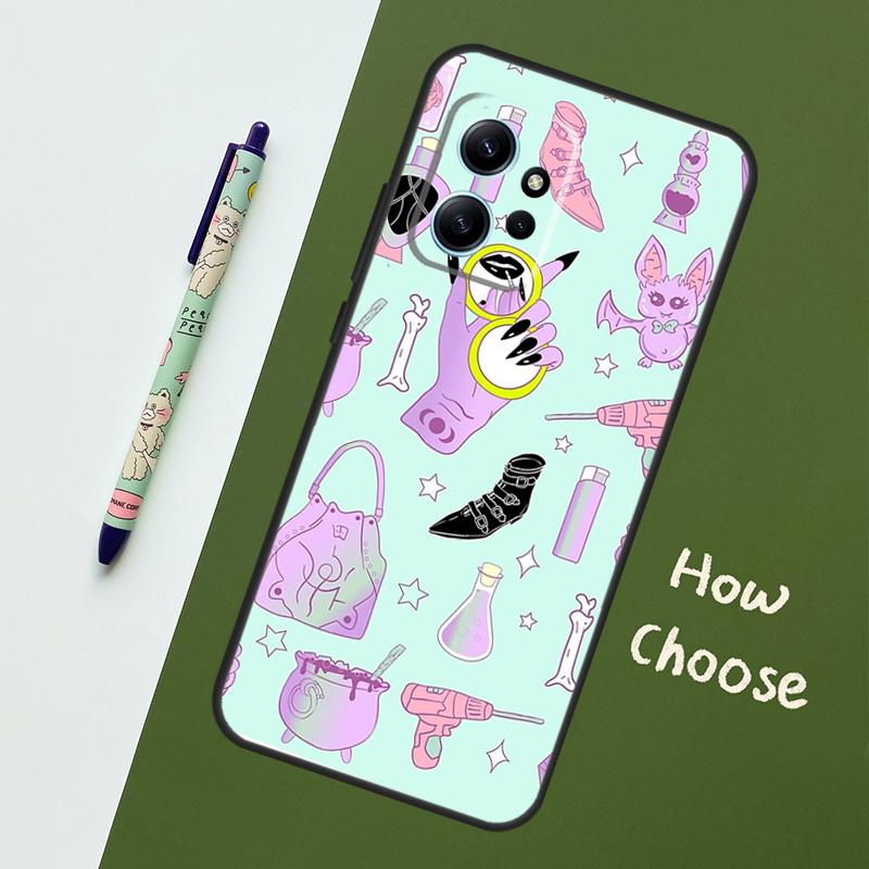 Carcasă de telefon cu motive gotice pastelate pentru Xiaomi Redmi Note 12 11 10 8 9 Pro 9S 10S 11S 12S, pentru Redmi 12 9C 10C 12C