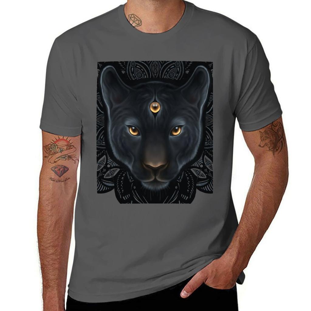 Woke Like a Panther Big Cat Portrait with Unisexdala Background TShirt Big Size Short Sleeve Casual Top