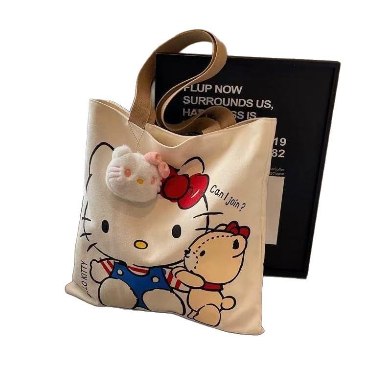 Large Capacity Cartoon Kitty Shoulder Bag, Cute Student Tote with Fashionable KT Cat Design for Commuting