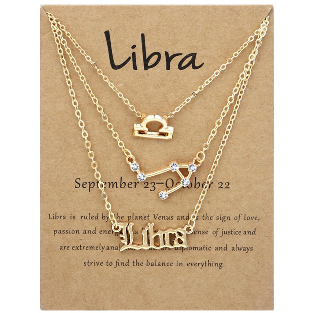 3Pcs 12 Constellation Pendant Necklace Exquisite Letter Horoscope Sign Jewelry