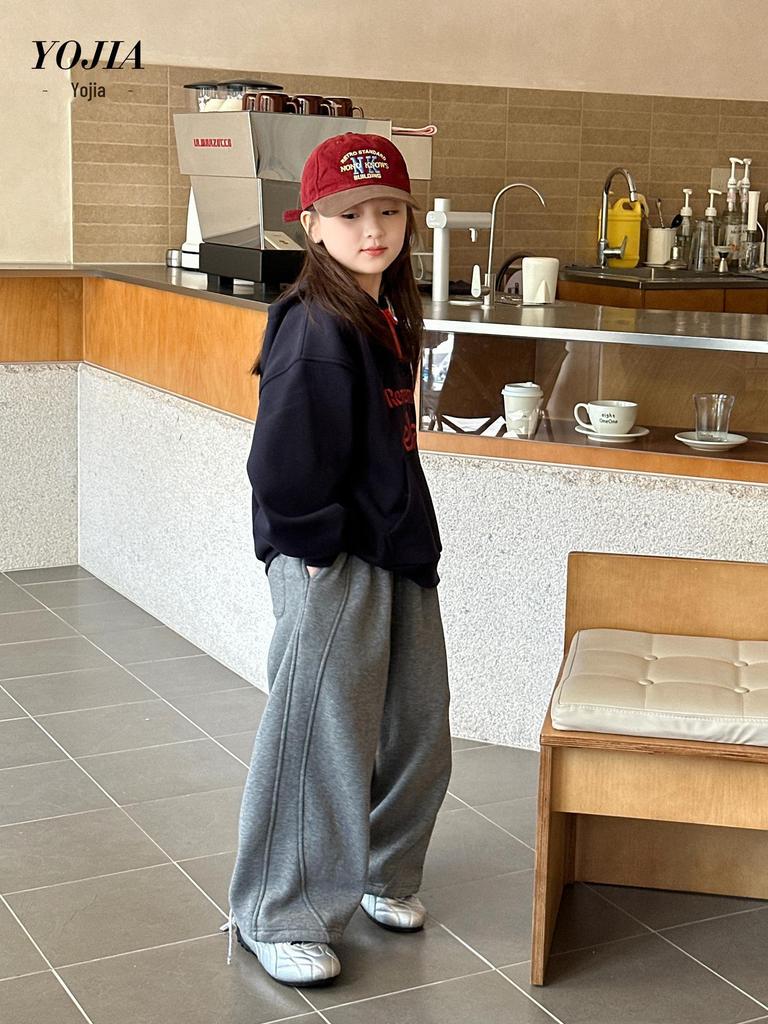 YOJIA Girls' Trendy Fleece-Lined Hooded Sweatshirt, Winter 2025 Collection
