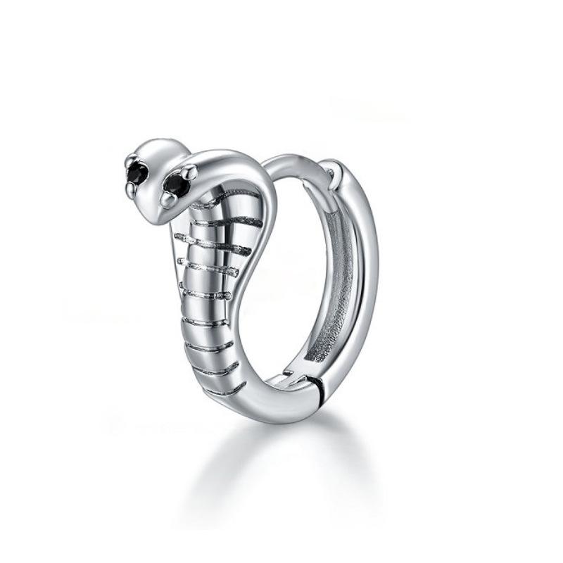 Green Zircon Cobra Earrings Male Unique Personality Punk Neutral Wind Black Eyes Small Snake Earrings Snake Ear Buckles