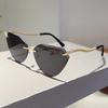 Rimless Cat Eye Sunglasses Women  New Stylish Vintage Gradient Casual Shades Trendy Luxury Brand Design Sun Glasses