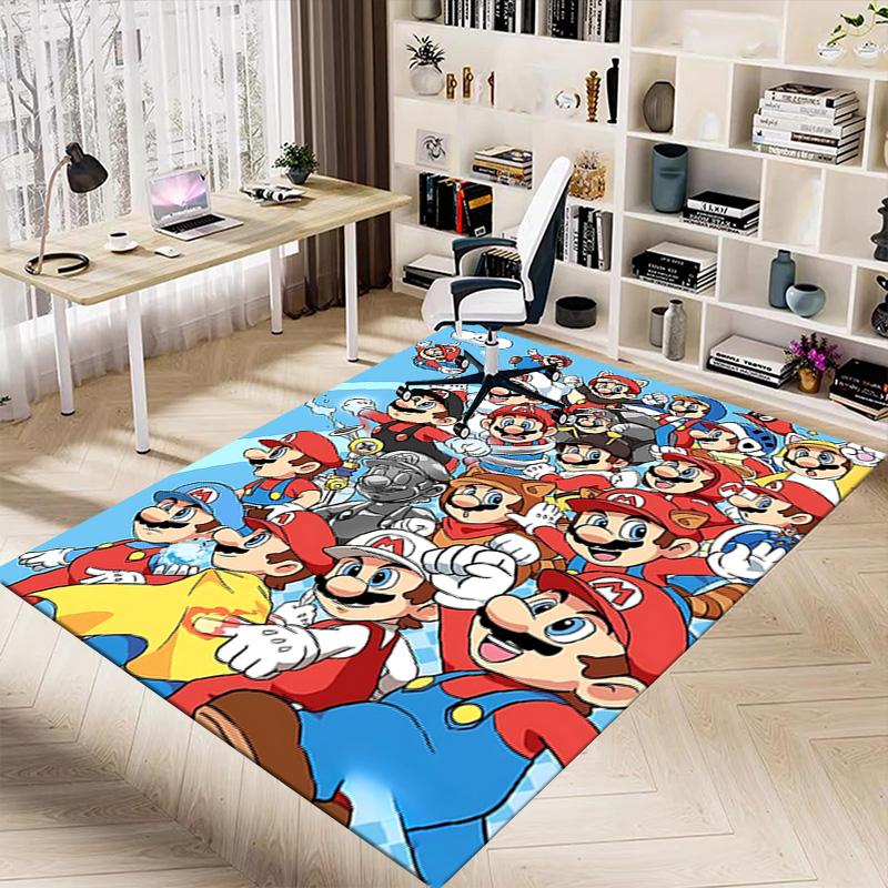 1pc Mario Bros Adventure Carpet for Playroom Bedroom Living Room Sofa Home Decor,kids Game Area Rug Non-slip Floor Mat Y72919