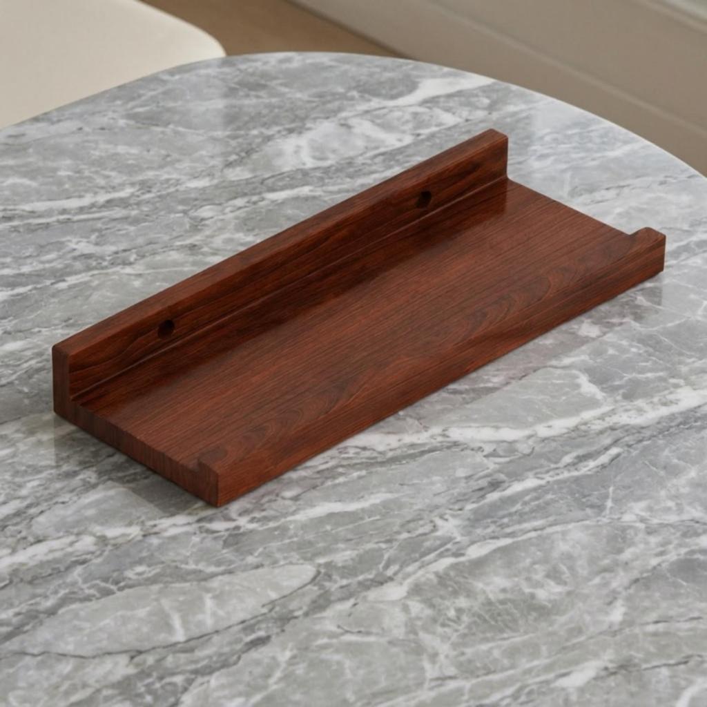 Wall Shelf with Retaining Rails SpaceSaving Rectangular Raised Edges Versatile for