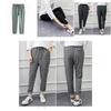 Shein Drawstring Hem Pants Plaid Rolled Stylish High Waist Harem Trousers In Grey