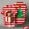 Red Stripes Cartoon Christmas Tshirt Men Women 3d Printing Merry Christmas Tee Shirts Tops 2026 New Year Short Sleeve T-shirt
