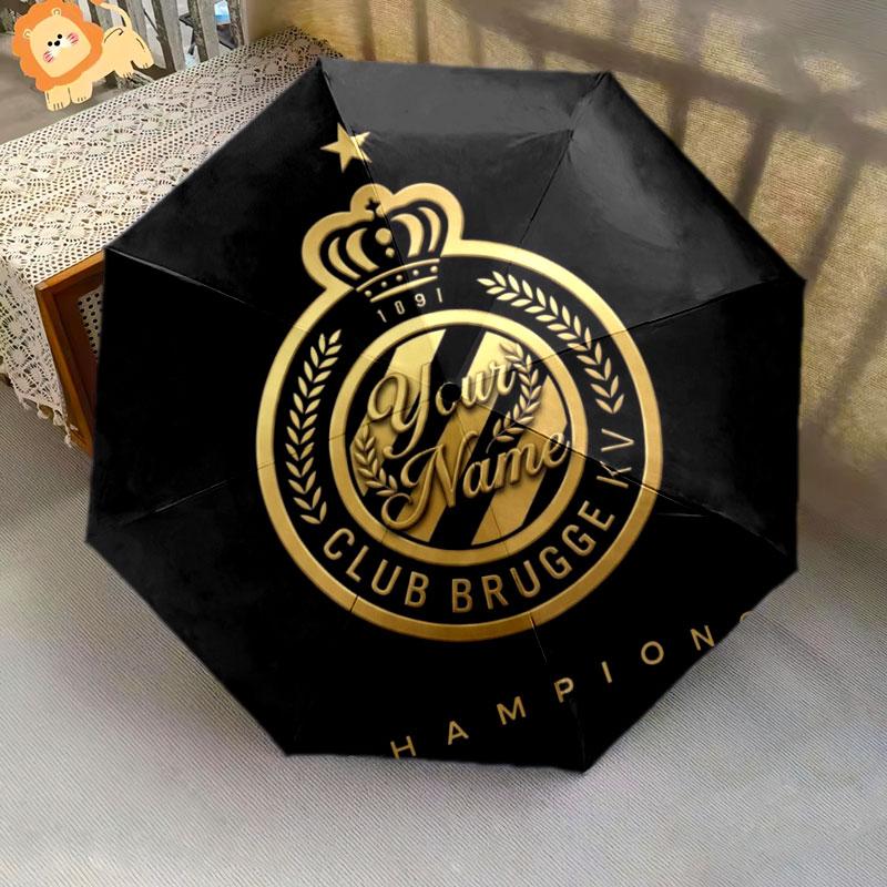 1 PC Automatic Folding Umbrella - Club Brugge KV Custom Name Pattern, Portable & Foldable Design with 8 Ribs, Christmas Birthday Gifts