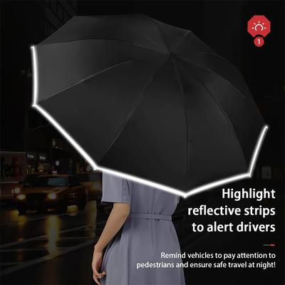 Reflektierende Regenschirme, umgekehrt, dreifach gefaltet, 20 Knochen, schwarzer Kleber, automatischer Sonnenschutz, Sonnenschutz, starker Windwiderstand