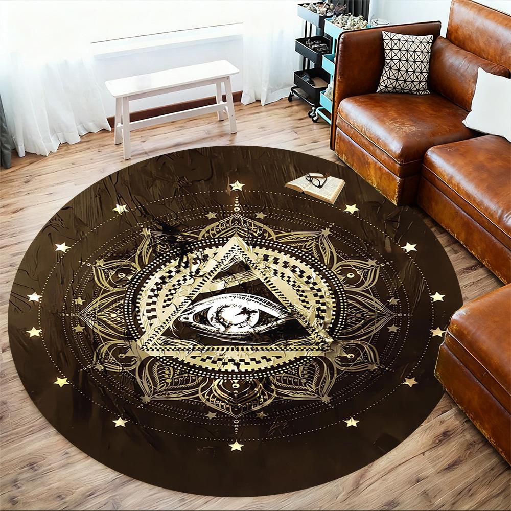 1PC Eye of Providence Sacred Geometry Mystical Symbols Round Chair Mat Area Rug - Non-Slip, Floor Mat for Office, Bedroom,Christmas Gift C0528136