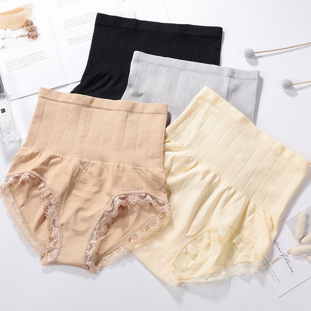 High-waisted Briefs Lace Trim Briefs Tummy Control Underwear