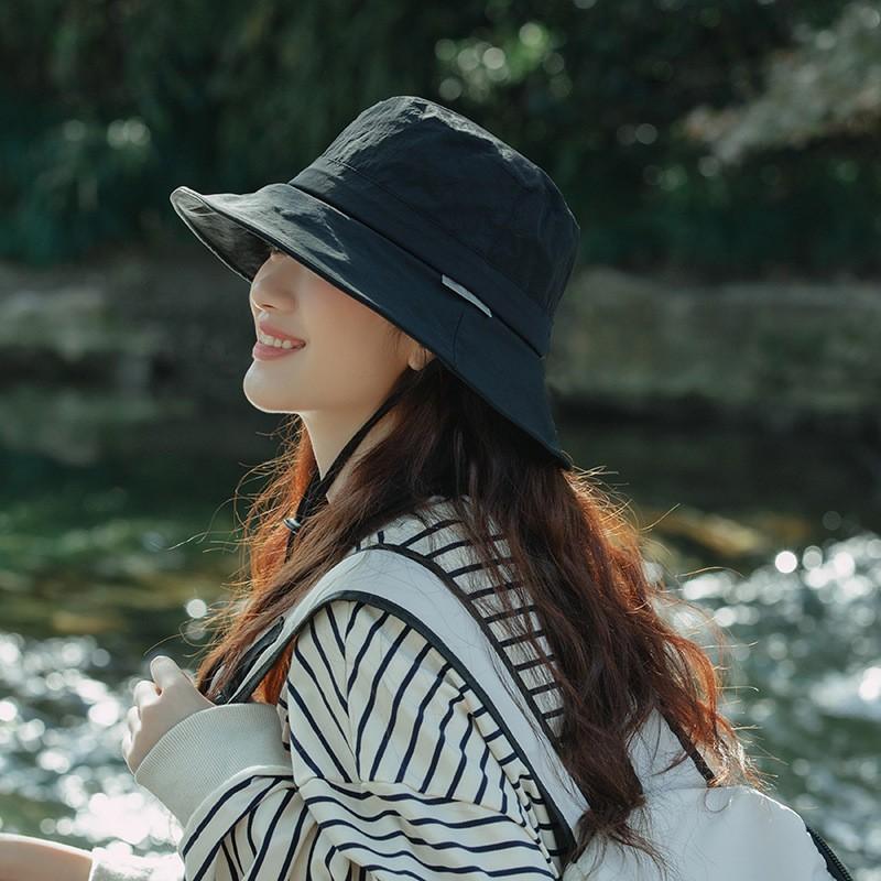 Hat women summer UV protection sun protection mountaineering outdoor quick drying bucket hat windproof rope versatile show small face