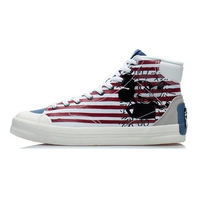 Li Ning Disney X Keith Haring X Kollaboration Leichte Atmungsaktive Rutschfeste Skate Schuhe Herren Skate Schuhe Weiß Blau AECR061-1
