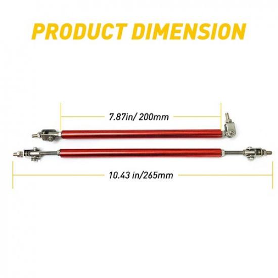 Red Adjust Front Bumper Lip Splitter Strut Rod Tie Support Bars For Honda 8"-11"