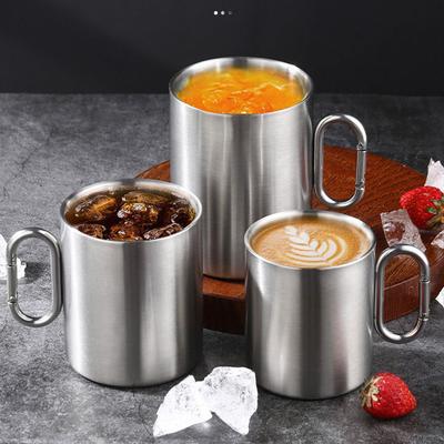 200ml/300ml/400ml Camping Water Cup Stainless Steel Coffee Mug Tea Cup with Carabiner Handle