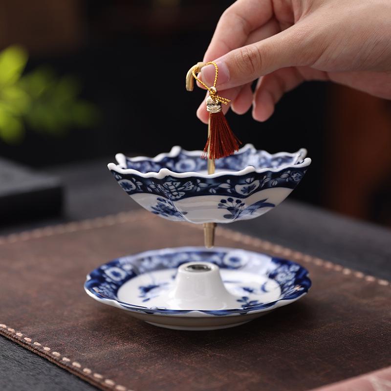 Blue & White Porcelain Umbrella Tea Strainer - Creative Tea/Coffee Filter & Ornament