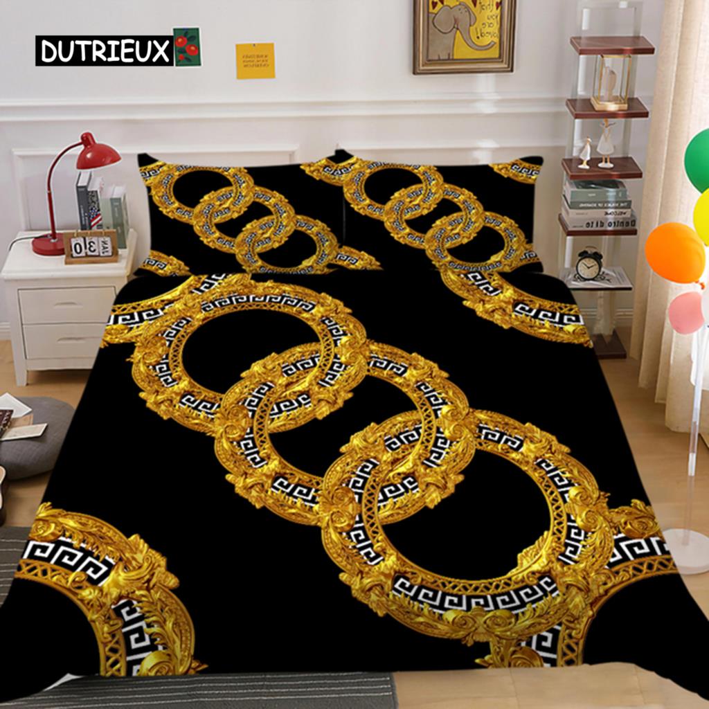 

Золотые роскошные узоры пододеяльника, экзотические роскошные пододеяльники, европейский дизайн, ретро-пододеяльники, комплекты постельного белья для женщин в спальне EU single(135x200cm)