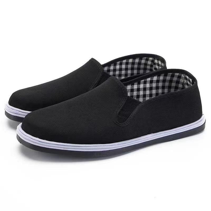 Cloth shoes beef tendon sole black cloth shoes soft sole non-slip wear-resistant breathable medium casual low-top single shoes