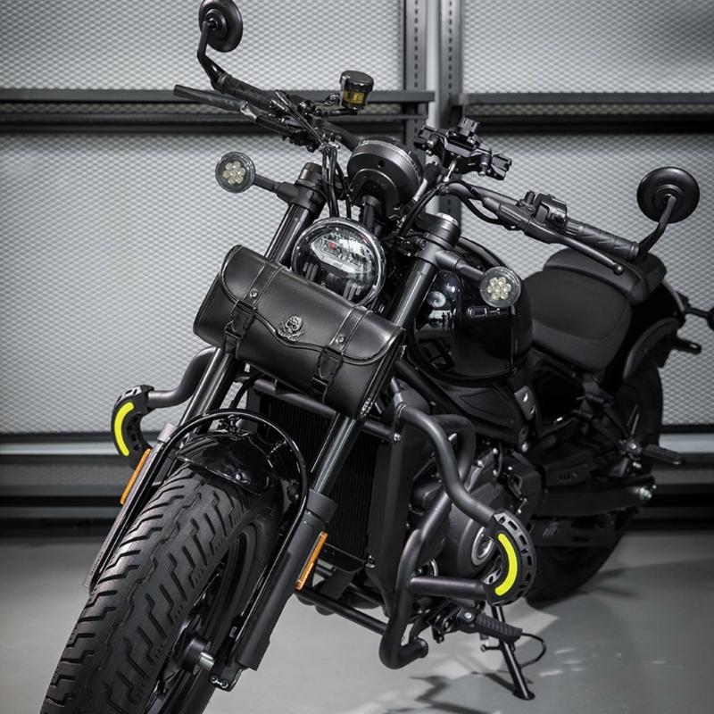 Motorcycle Front Fork Tool Bag PU Leather Saddlebag Suitable for Bikers Storage Needs, Daily Commute, Handlebar Storage