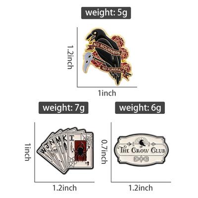 The Crow Club Emaille-Pins Poker Keine Trauer Keine Beerdigungen Broschen Abzeichen Punk Cool Dunkler Tierschmuck Geschenk für Freunde