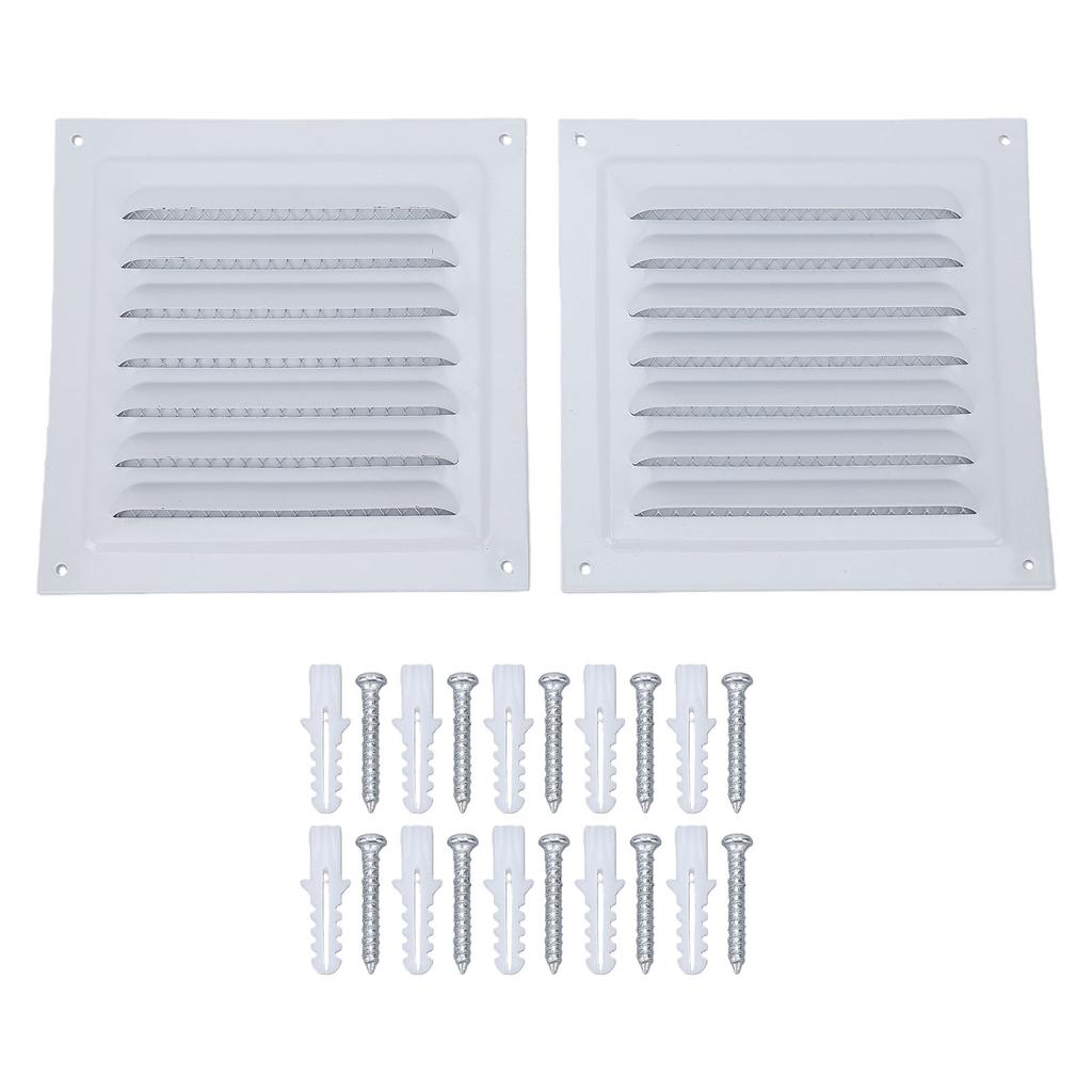 2PCS Air Vent Cover White Color Aluminum Mesh Square Shape Ventilation Register Cover for Attic Garage Ceiling