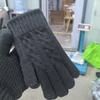 Knitted Wool Gloves Camel Wool Piled Thickened Thermal Gloves Outdoor Versatile Cold-proof Gloves