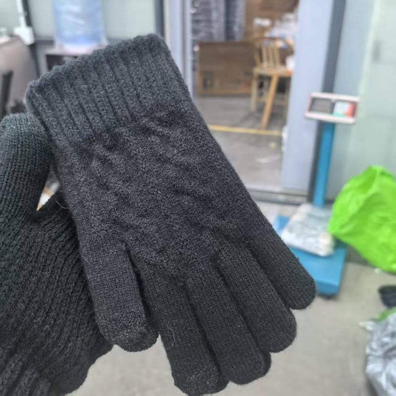 Knitted Wool Gloves Camel Wool Piled Thickened Thermal Gloves Outdoor Versatile Cold-proof Gloves