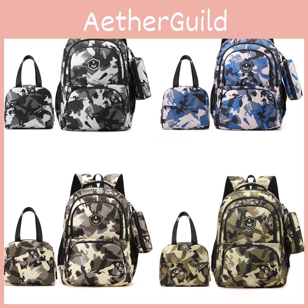 Backpack Shoulder Printed Bag Pencil Case 3 Piece Set Child Schoolbag