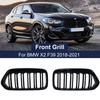 A Pair Front Bumper Kidney Grille For BMW X2 F39 2018- Racing Grill Gloss Black ABS Double Line Replacement Accessories