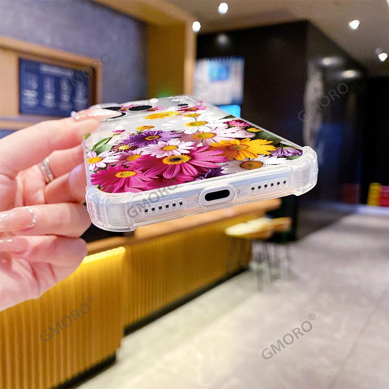 Overseas hot-selling ins wind colored flowers Apple 11Pro mobile phone case anti-drop ultra-thin transparent soft case iPhone11