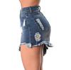 Fashion Women Solid Blue High Waist Buttons Leisure Short Casual Mini Skirt