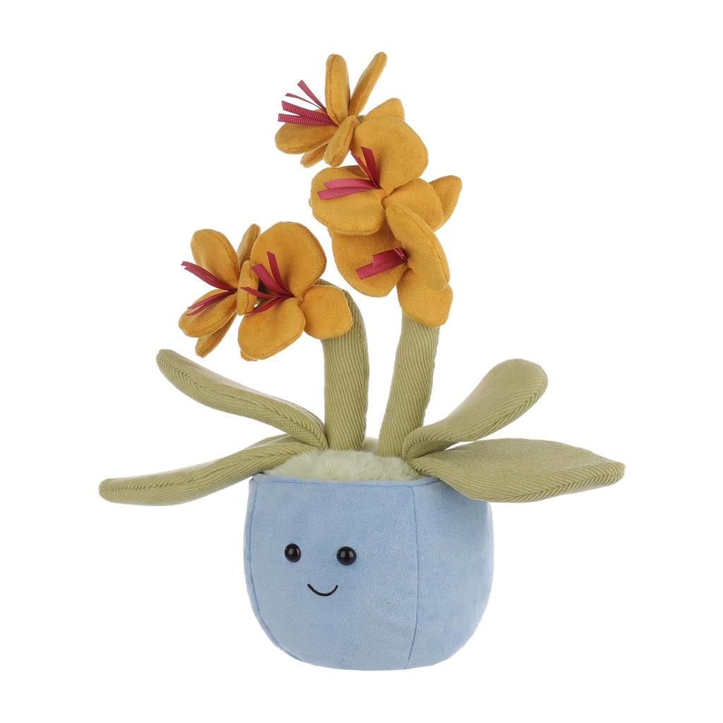 Apricot Lamb Yellow Potted Butterfly Orchid Plush Toy for Children, Soft and Cute, Fluffy Yellow Potted Butterfly Orchid for Girls and Boys, 28cm