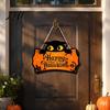 Autumn Festival Wall Ornaments Halloween Wooden Door Hanging Plaque Printed Black Cat Pumpkin Castle Spider Web Front Spooky Art Sign Waterproof