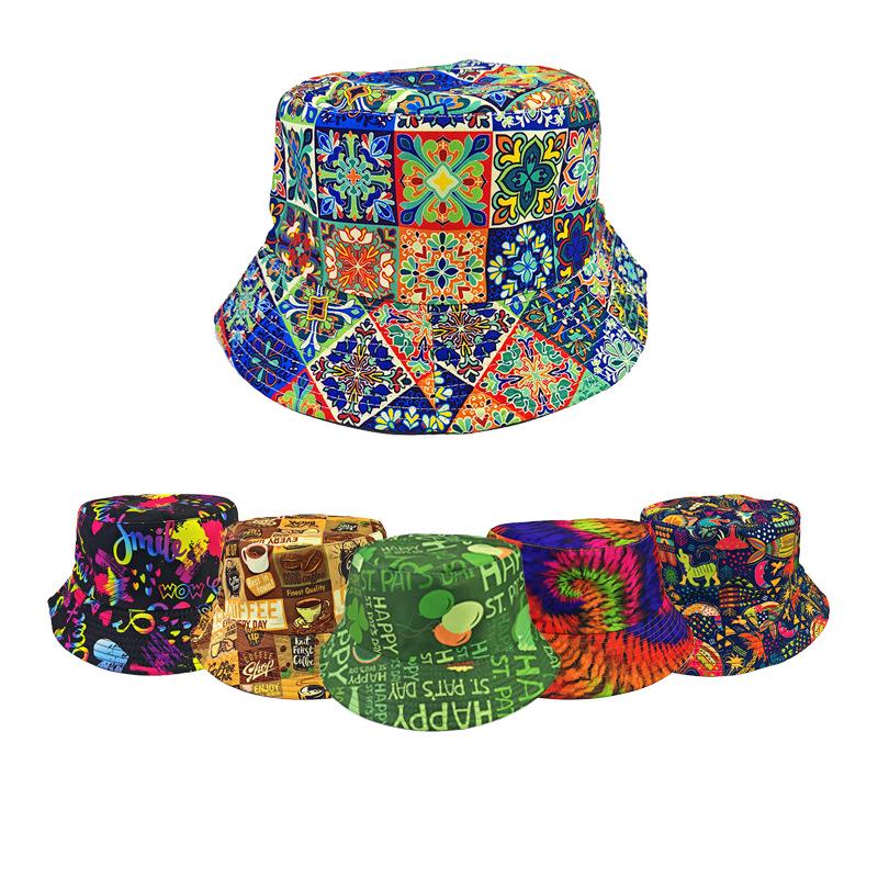 Retro Graffiti Double-Sided Bucket Hat for Men & Women - Versatile Outdoor Travel Sun Protection