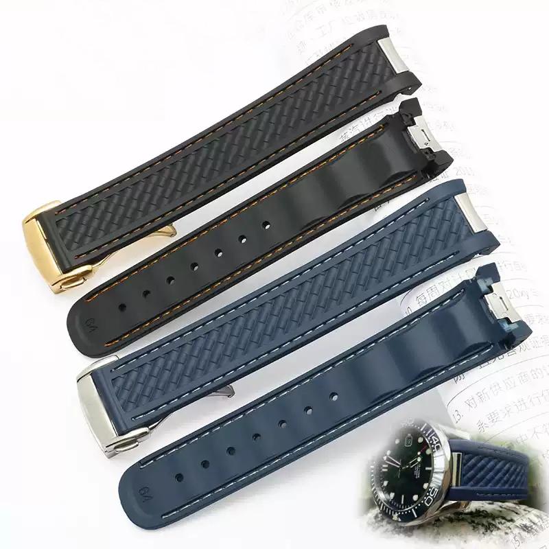 20mm Watch Strap For Omega Seamaster 300 AT150 Aqua Terra Ultra Light 8900 Steel Buckle Blue Watchband Bracelets