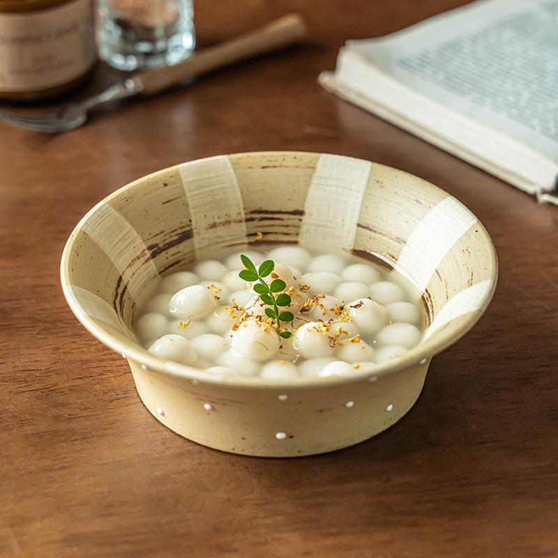 Creative Open Bowl Coarse Pottery Tableware Bowl Household Ceramic Noodle Bowl Salad Bowl Japanese Instant Noodle Bowl B & B