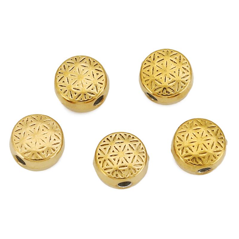10pcs 6mm PVD Stainless Steel Spacer Beads Never Fade Big Hole Flower Necklace Beads For DIY Jewelry Making Bracelet Findings