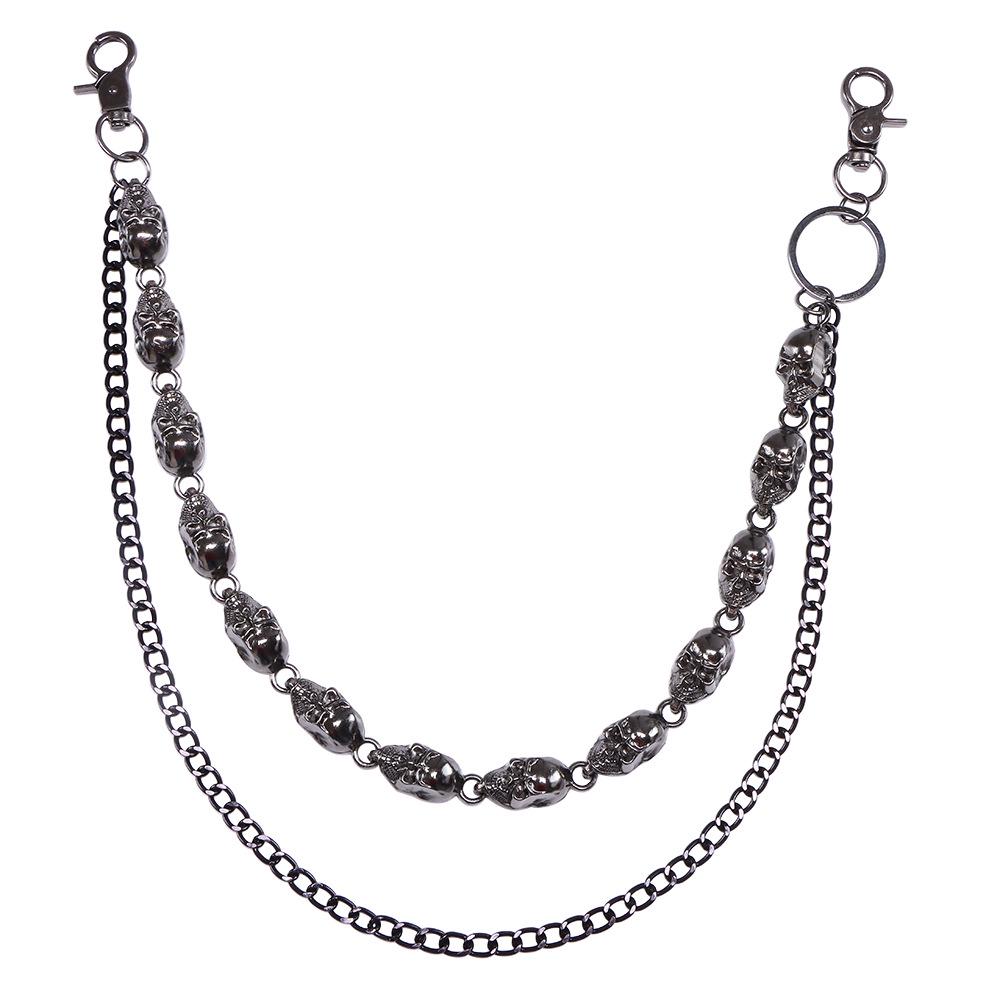 Europeisk & Amerikansk Hip Hop Dubbellager Skalle Jeanskedja - Mångsidigt Modeaccessoar