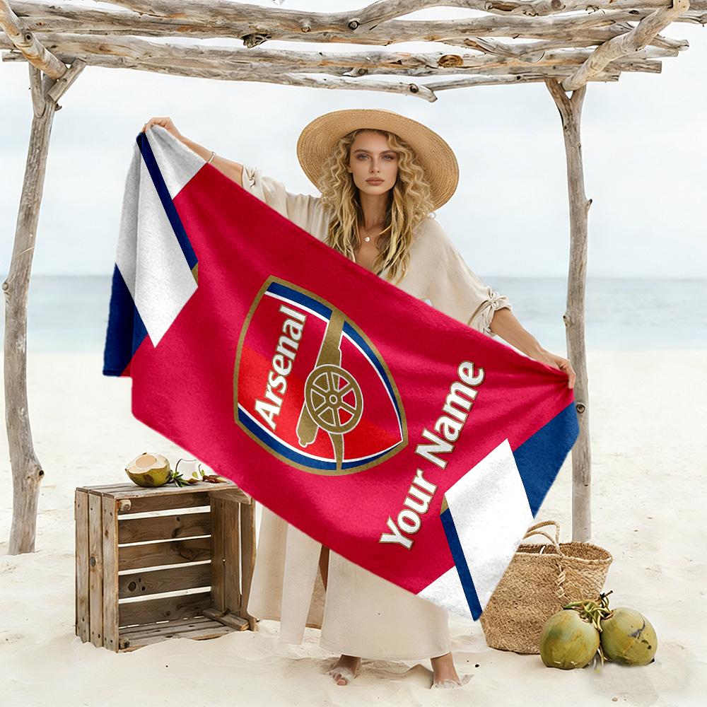 Arsenal F.c. Customize Your Name Beach Towel Super Soft & Absorbent Perfect for Traveling Yoga Camping and Swimming