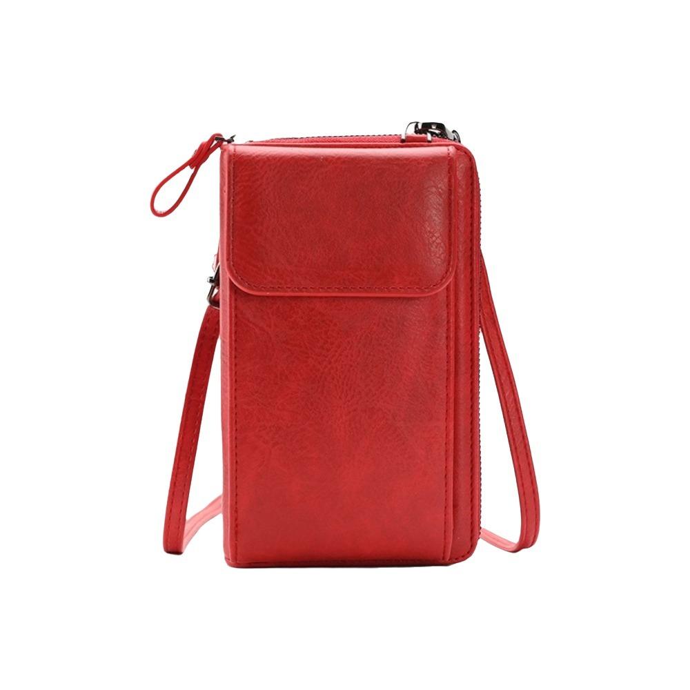 Fashionable Multi Functional Crossbody Bag Purse PU Leather Retro Style Mobile Phone Bag Solid Color Womens Casual Shoulder Bag