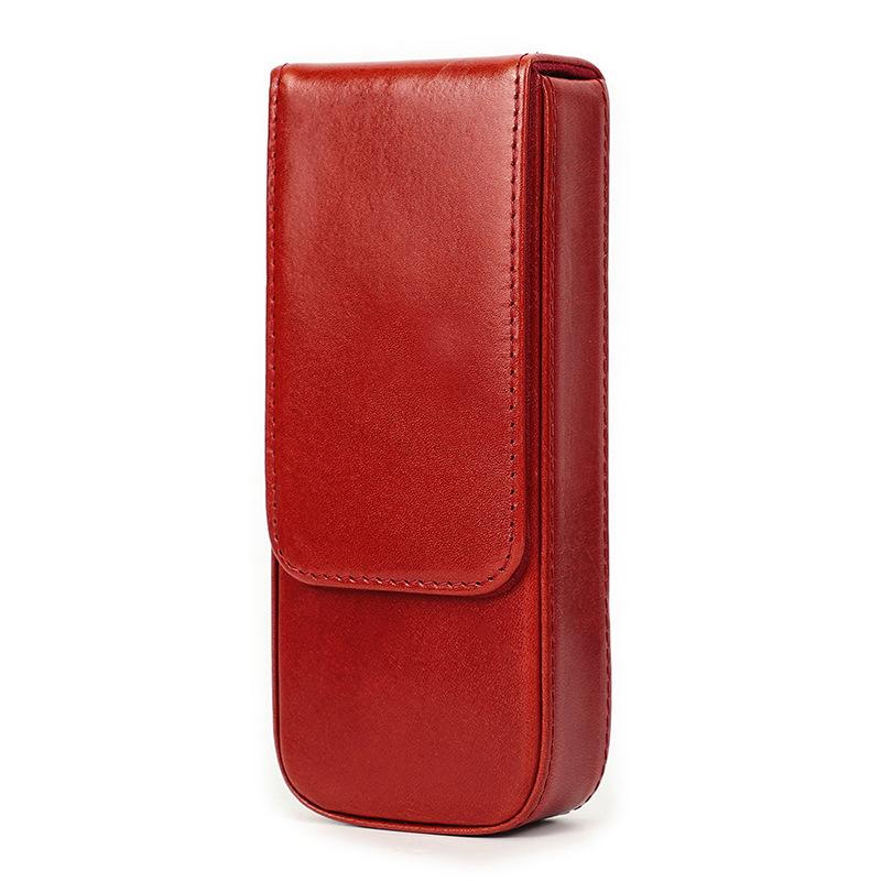 Leather Pencil Case Three Packs Handmade Magnetic Drawer Type Office Desktop Pen Storage Case