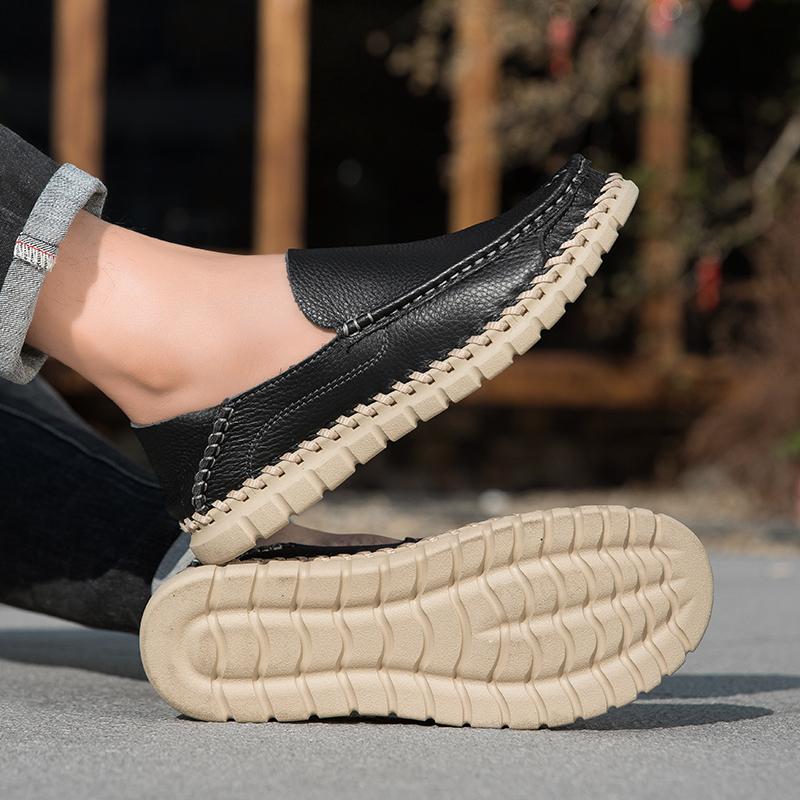 Handmade Genuine Leather Men Shoes Comfortable Casual Shoes For Men Loafers Moccasins Men Flats Shoes Driving Shoes Large Size 38-46