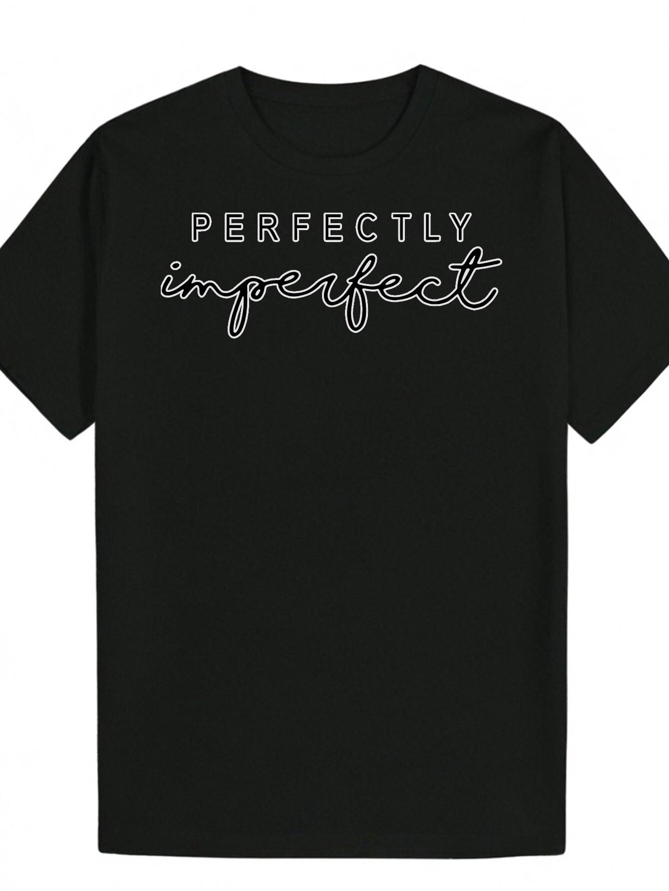 Casual Summer T-shirt - Perfectly Imperfect Letter Print S