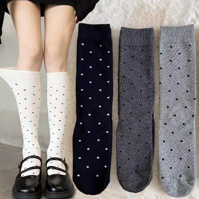 Japanischer Stil Polka Dot Lange Socken für Damen Frühling Sommer Dünne Baumwolle Sexy Lolita Kniehohe Strümpfe Niedliche High-Top-Socken Neu