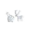 Fashion Christmas Trees Elk Silver Plated Asymmetric All_match Stud Earrings