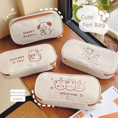 Nette Cartoon Bleistift Fall Koreanische Mode Tier Milch Tee Farbe Stift Tasche Hohe Kapazität Schreibwaren Lagerung Tasche Student Lieferungen