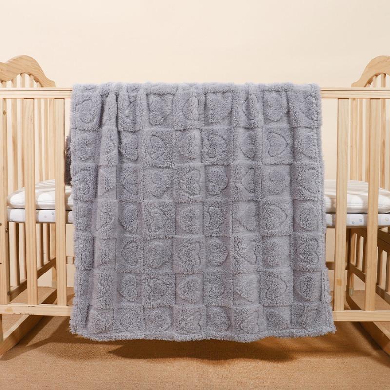 100X150CM Heart Pattern Blanket Soft Plush Knit Polyester Flannel Cozy Warm Throw for Bed Sofa Travel Thick Flannel Fabric 100x150cm