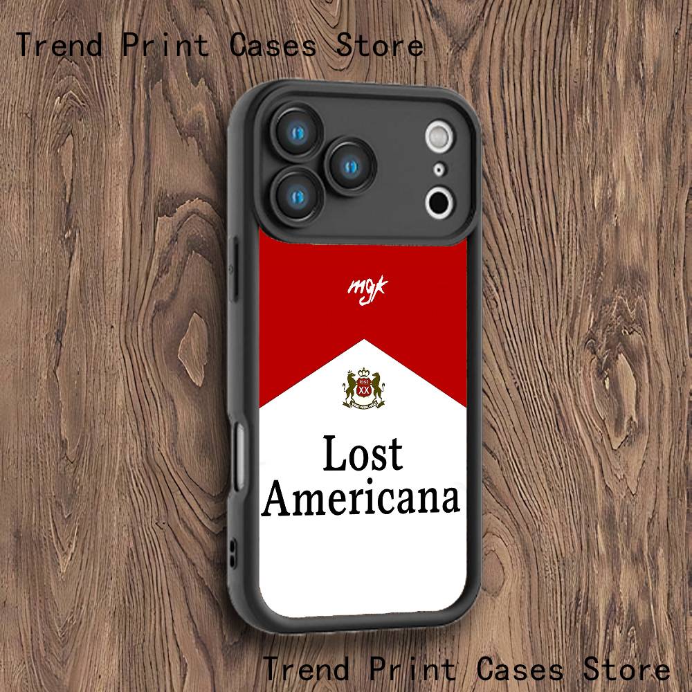 M-MGK Lost Americana LA Phone Case For iPhone 17,16,15,14,13,12,11,Pro,Max,Plus,X,XS,SE4,E,Mini Black Thickened Border Case